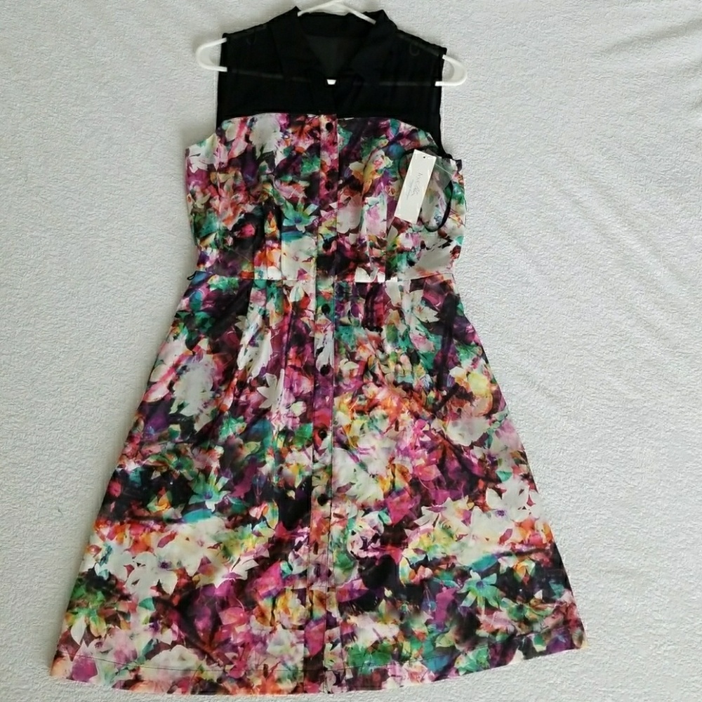 Ivy and Blu Illusion Buttoned Front Multi Print
